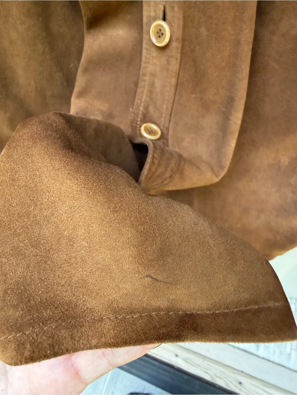 Vintage Polo Jeans Co Ralph Lauren Brown Genuine Suede Leather Overshirt Jacket